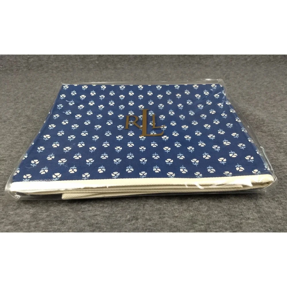 Ralph‎ Lauren Cote D'Azur Twin Flat Sheet Indigo Floral Cotton 350TC Italy NEW